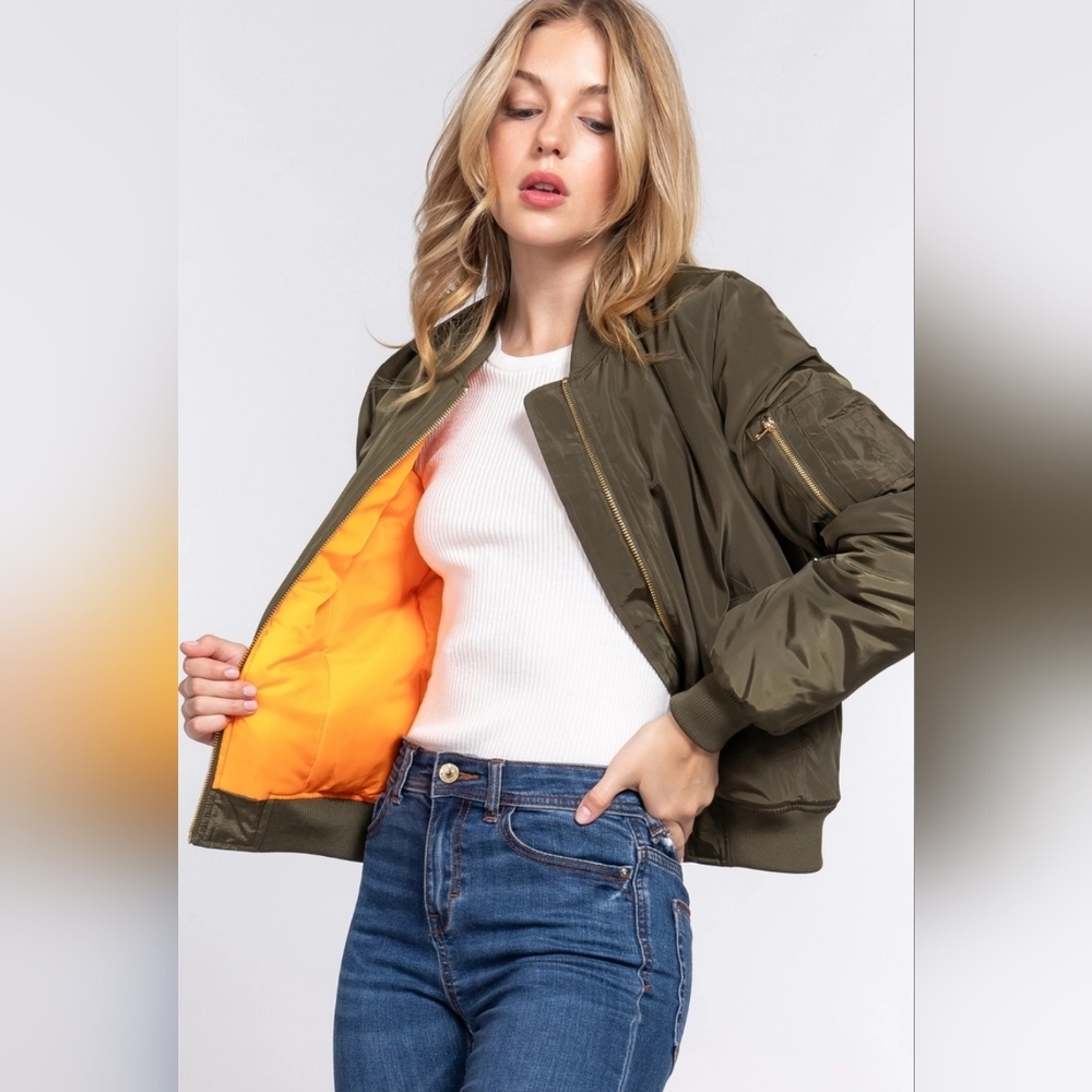 OLIVE BOMBER JACKET